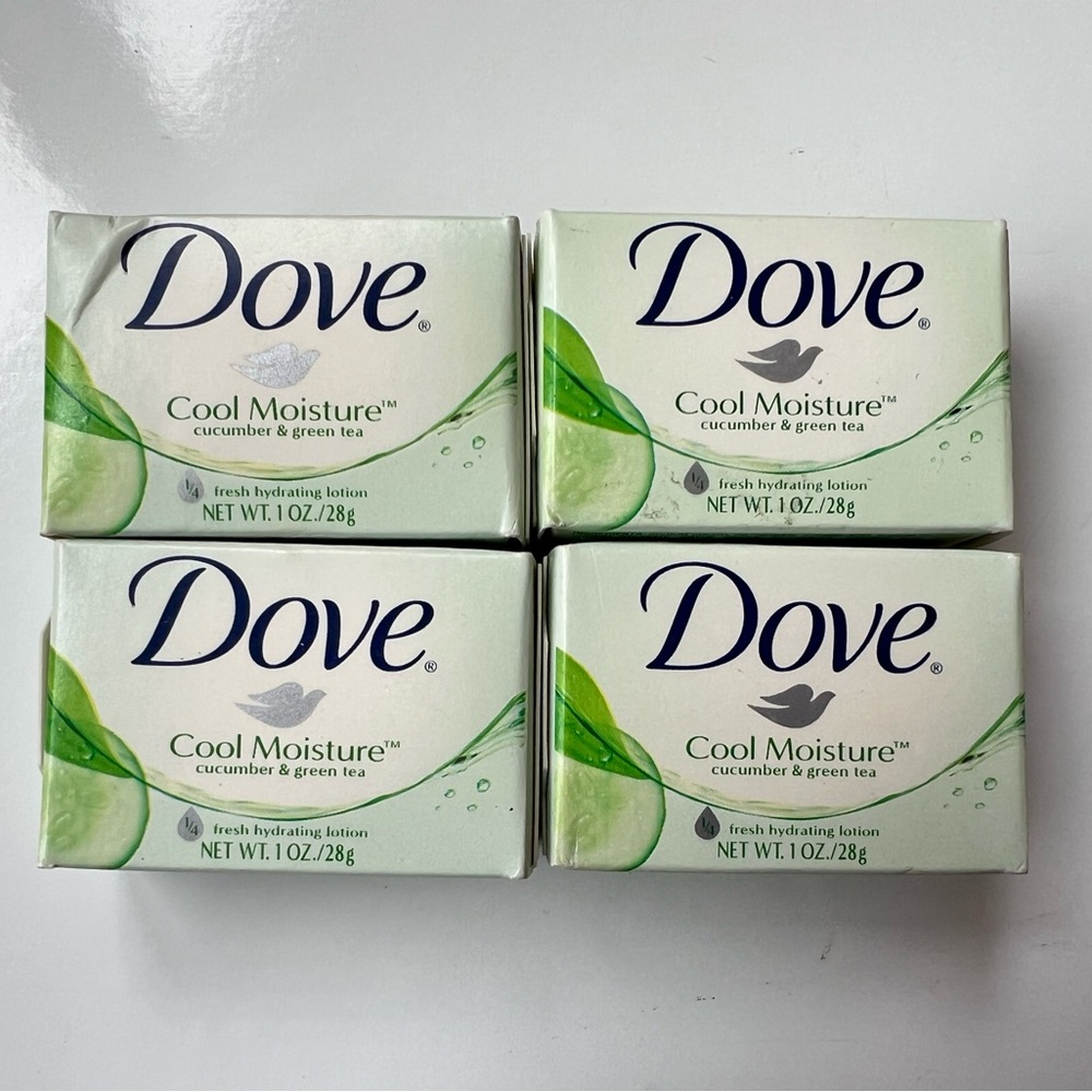 Dove Cool Moisture Cucumber Green Tea Beauty Bar Soap 1 oz Travel Size Lot of 4